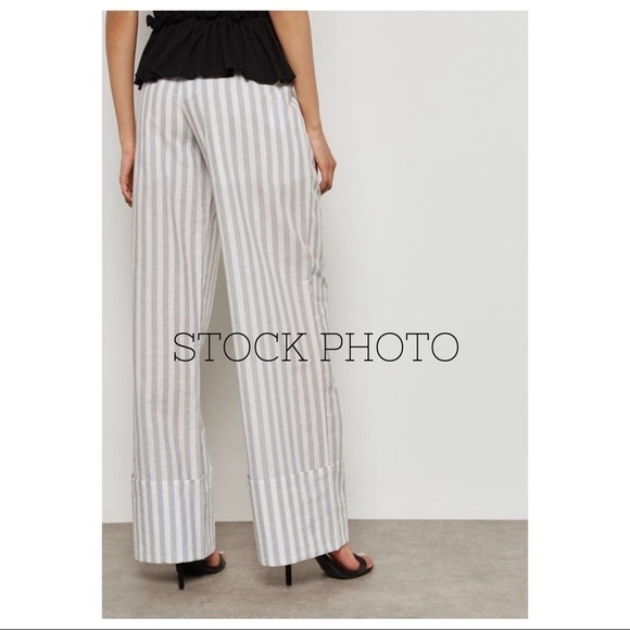 LOST INK NWT Wide Turn-Up Striped Pant in Grey/White - Picture 2 of 9
